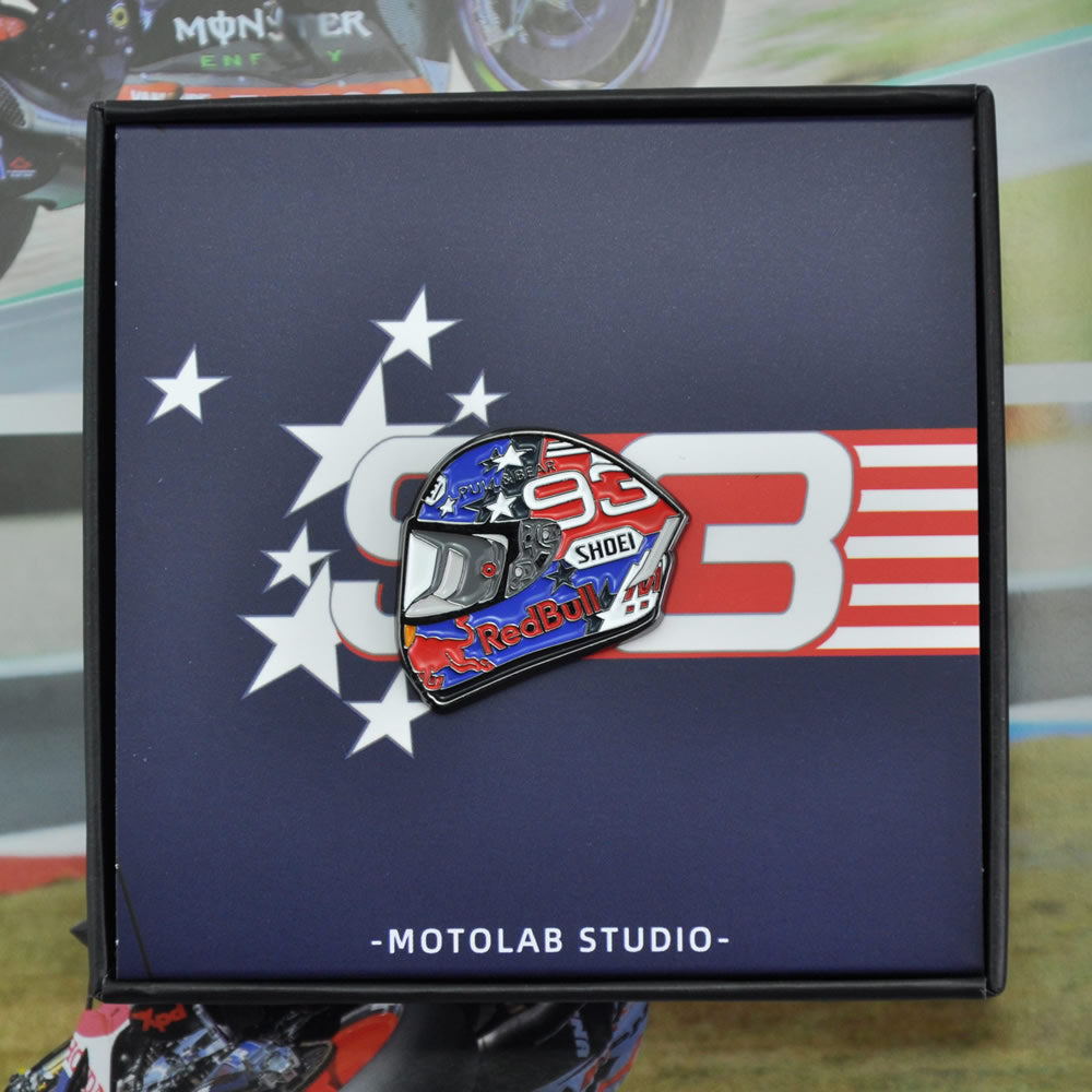 Marc-Marquez-AmericasGP-Shoei-X14-MotoGP-Motorcycle-Gift-for-Biker-Helmet-Pins-Badge