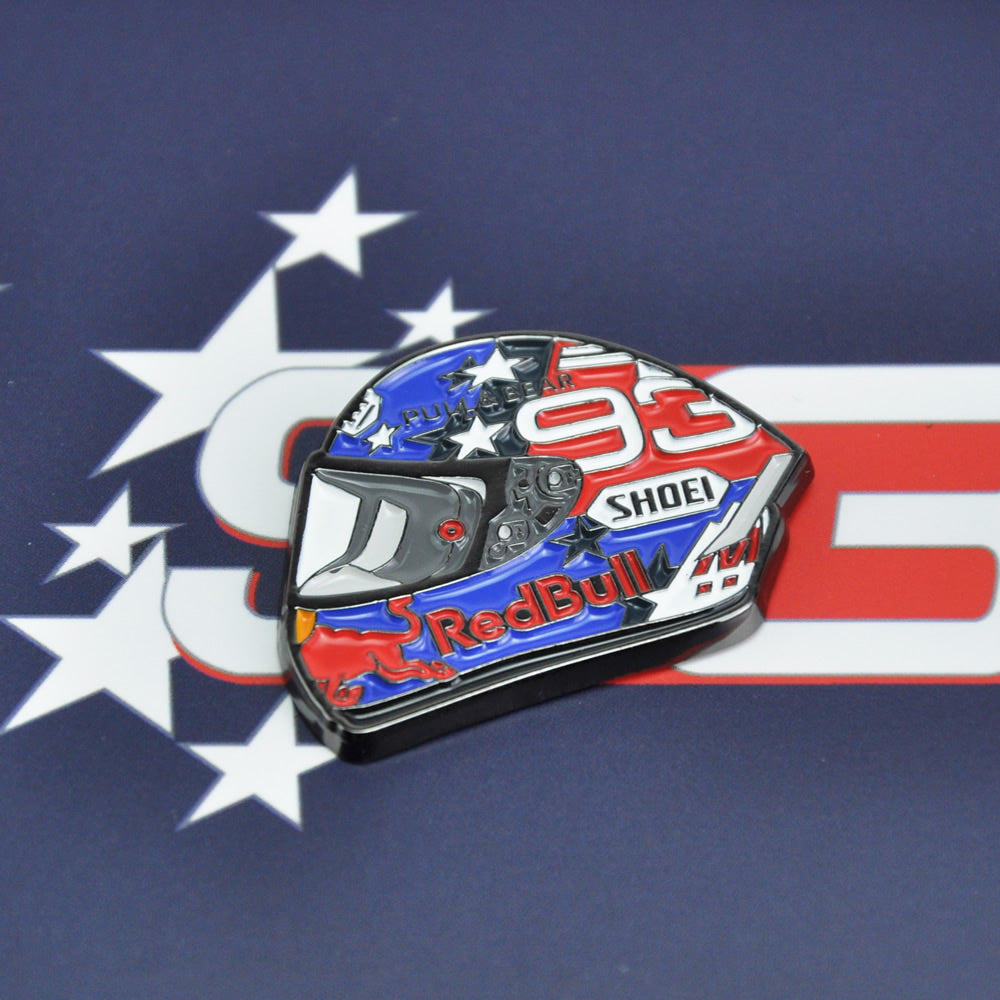 Marc-Marquez-AmericasGP-Shoei-X14-MotoGP-Motorcycle-Gift-for-biker-Helmet-Pin-Badge