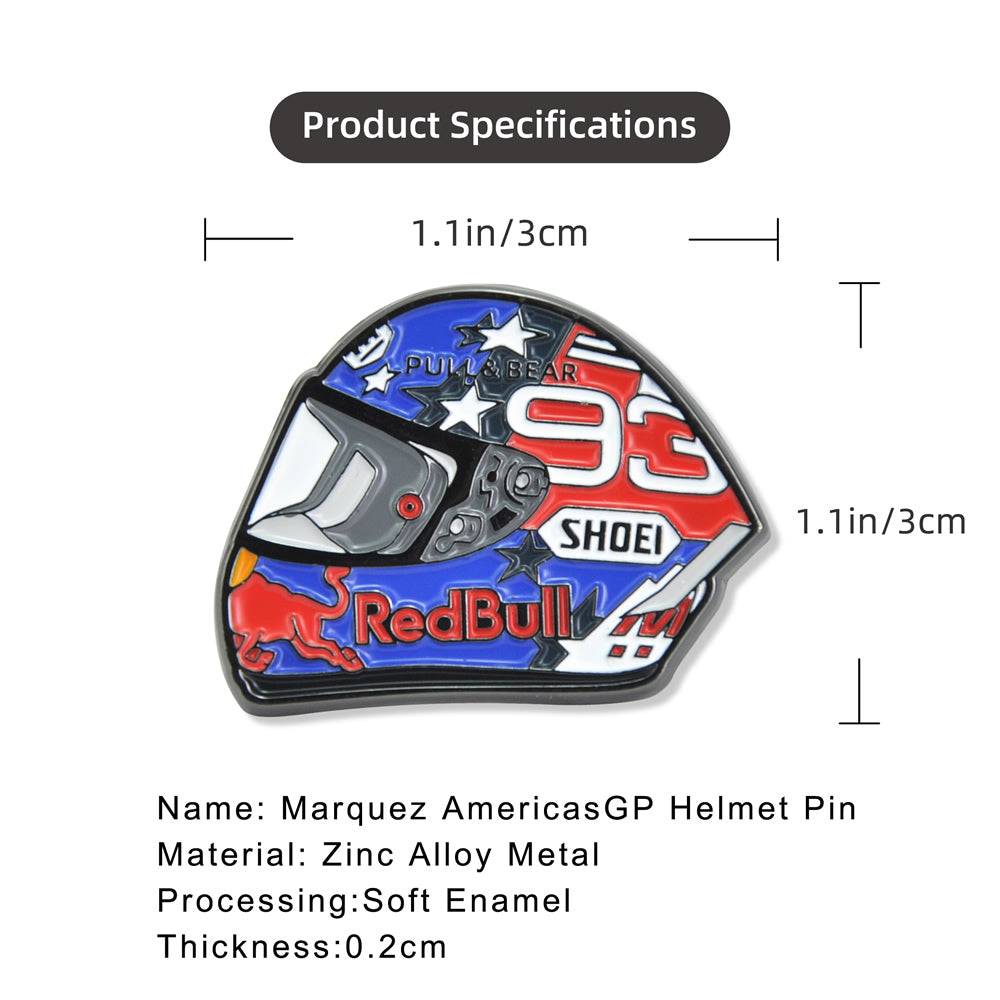 Marc-Marquez-AmericasGP-Shoei-X14-MotoGP-Motorcycle-Helmet-Pin-Badge-size