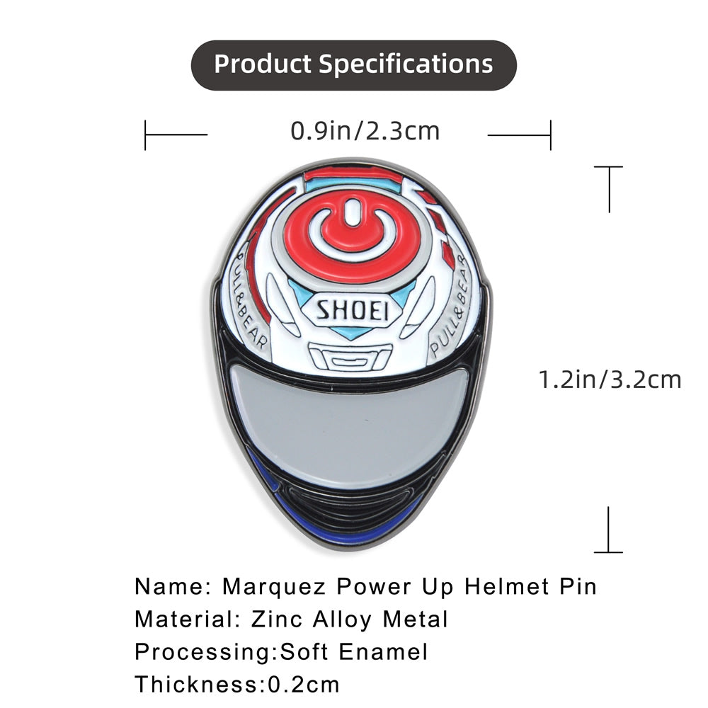 Marc-Marquez-Shoei-X14-Powerup-Helmet-pin-badge-motorcycle-gift-for-fans-size