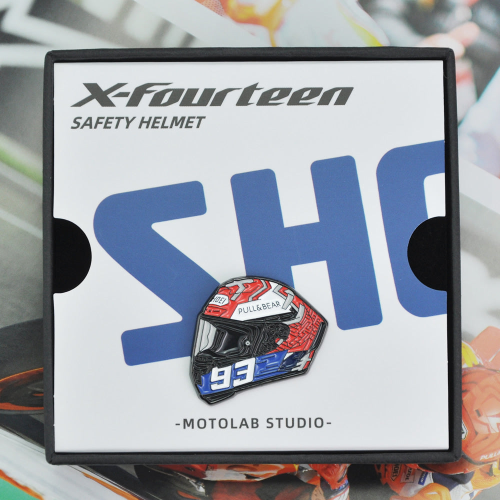 Shoei-x-fourteen-Marc-Marquez5-Helmet-Pin-Badge-gift-package