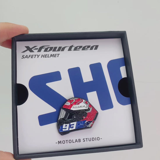 Shoei-X14-Marc-Marquez-Helmet-Pin-Badge-video