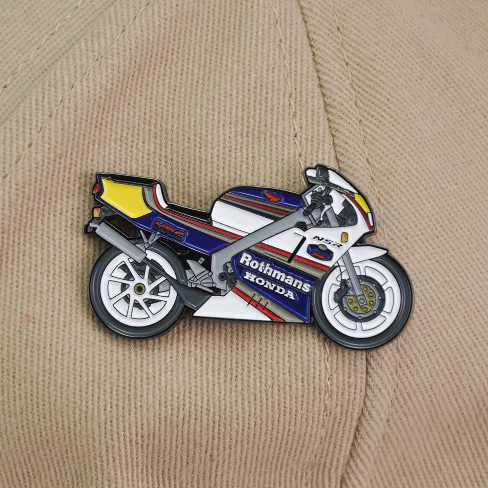 Honda NSR250R SP Rothmans MC28 Motorcycle Pin Badge Soft Enamel Backpack Lapel Jacket Hat Metal Badge Unique Gifts for Motorbike Riders Him Men Biker Lovers