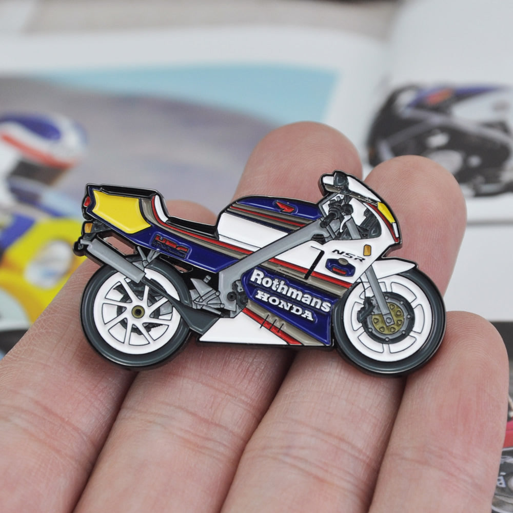 Honda NSR250 Motorcycle Pin Badge SP Rothmans MC28  Soft Enamel Lapel Jacket Hat Metal Badge Unique Gifts for Motorbike Riders Him Men Biker Lovers